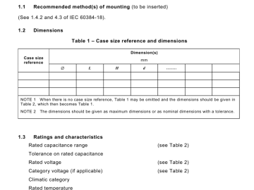 IEC 60384-18-1:2007 pdf download - Fixed capacitors for use in electronic equipment – Part 18-1: Blank detail specification – Fixed aluminium electrolytic surface mount capacitors with solid (MnO 2 ) electrolyte – Assessment level EZ