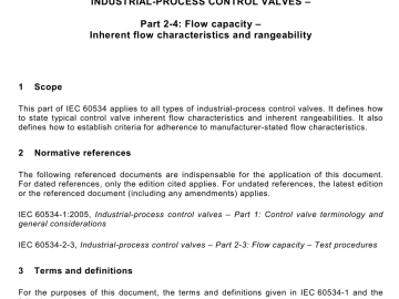 IEC 60534-2-4:2009 pdf downlaod - Industrial-process control valves – Part 2-4: Flow capacity – Inherent flow characteristics and rangeability