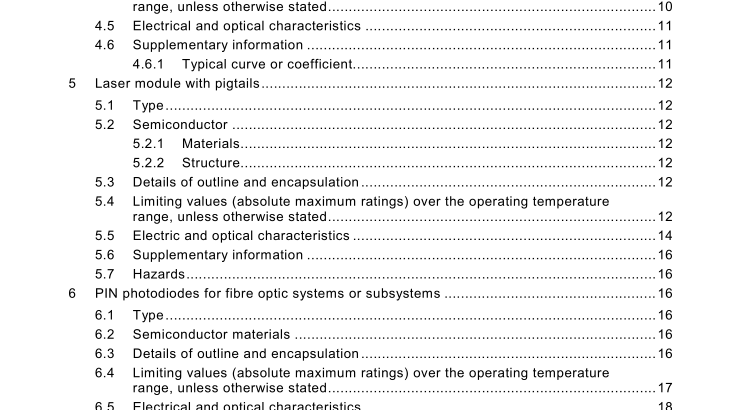 IEC 62007-1:2008 pdf download - Semiconductor optoelectronic devices for fibre optic system applications – Part 1: Specification template for essential ratings and characteristics