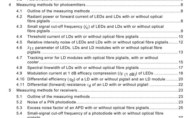 IEC 62007-2:2009 pdf download - Semiconductor optoelectronic devices for fibre optic system applications – Part 2: Measuring methods