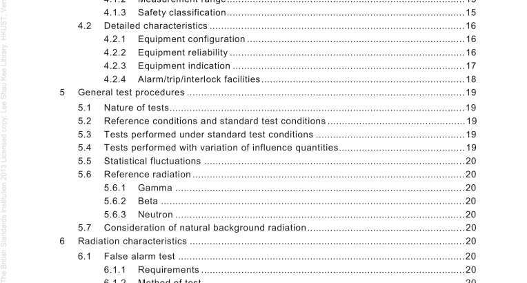 BS IEC 60532:2010 pdf download - Radiation protection instrumentation — Installed dose rate meters, warning assemblies and monitors — X and gamma radiation of energy between 50 keV and 7 MeV