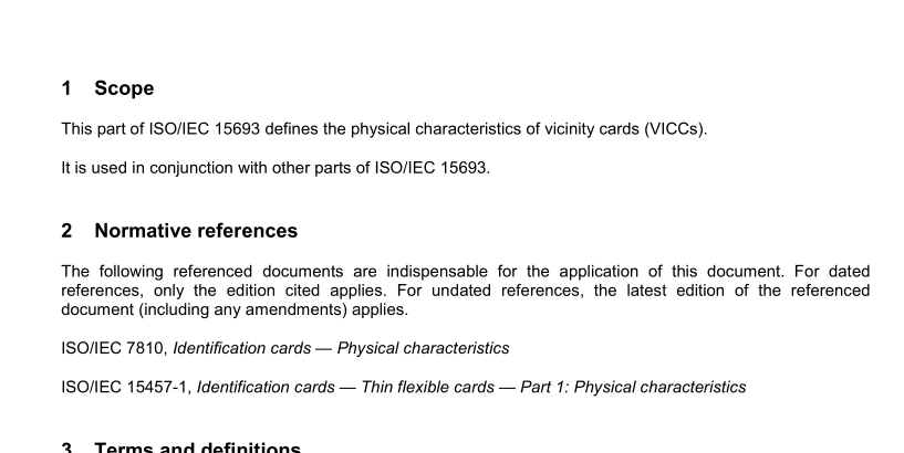 ISO IEC 15693-1:2010 pdf download - Identification cards — Contactless integrated circuit cards — Vicinity cards — Part 1: Physical characteristics